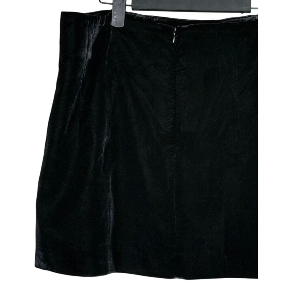 NWT Zara Soft Velvet Velour Straight Mini Skirt Zip Up Closure L Black #3823 - Picture 8 of 15